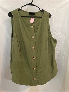 ASOS Olive Green Button-Front Sleeveless Tank
